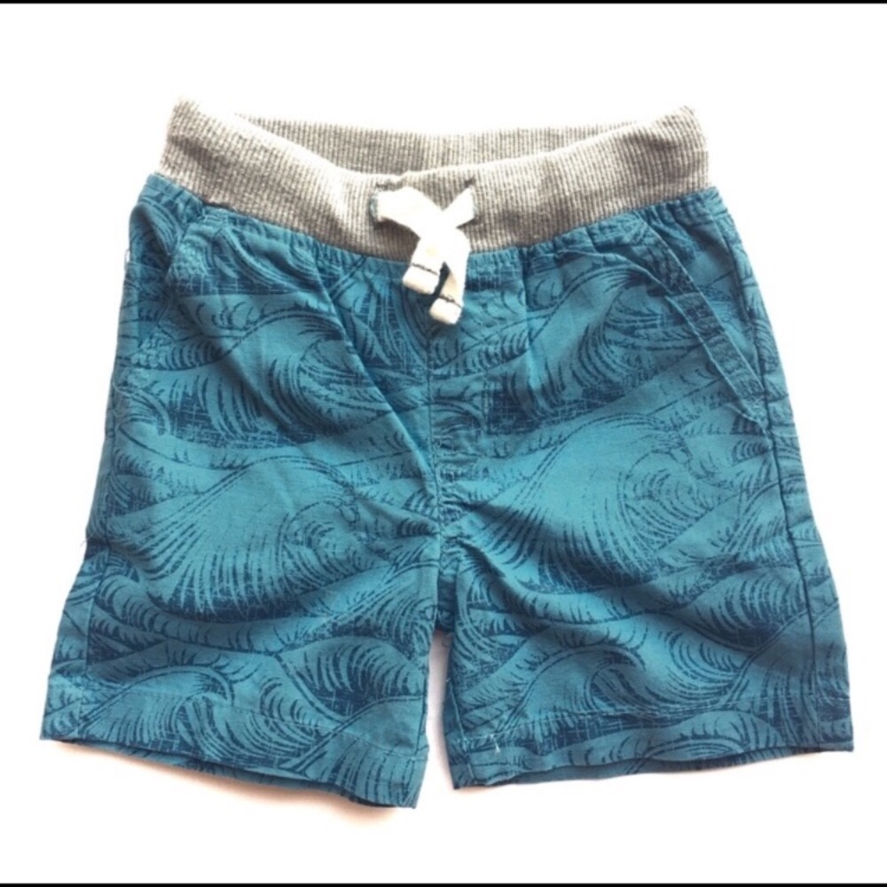 Cat & Jack blue shorts Ocean Drawstring Wave Print size 12 months baby boy